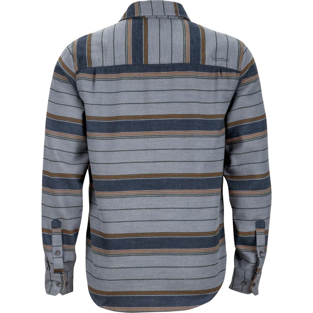 Marmot Men’s Striped Blue Brown Button-Up Shirt Outdoor Cabincore Flannel M NEW - Picture 4 of 10